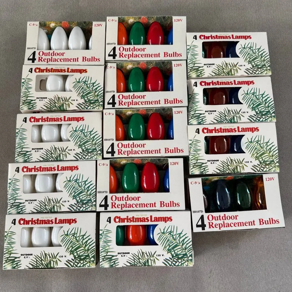 Vintage C9 Christmas Light Replacement Bulbs 4 Packs Multicolor White Lot of 52